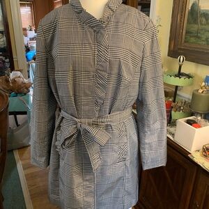 Talbots Black and White Checkered Trench Coat
